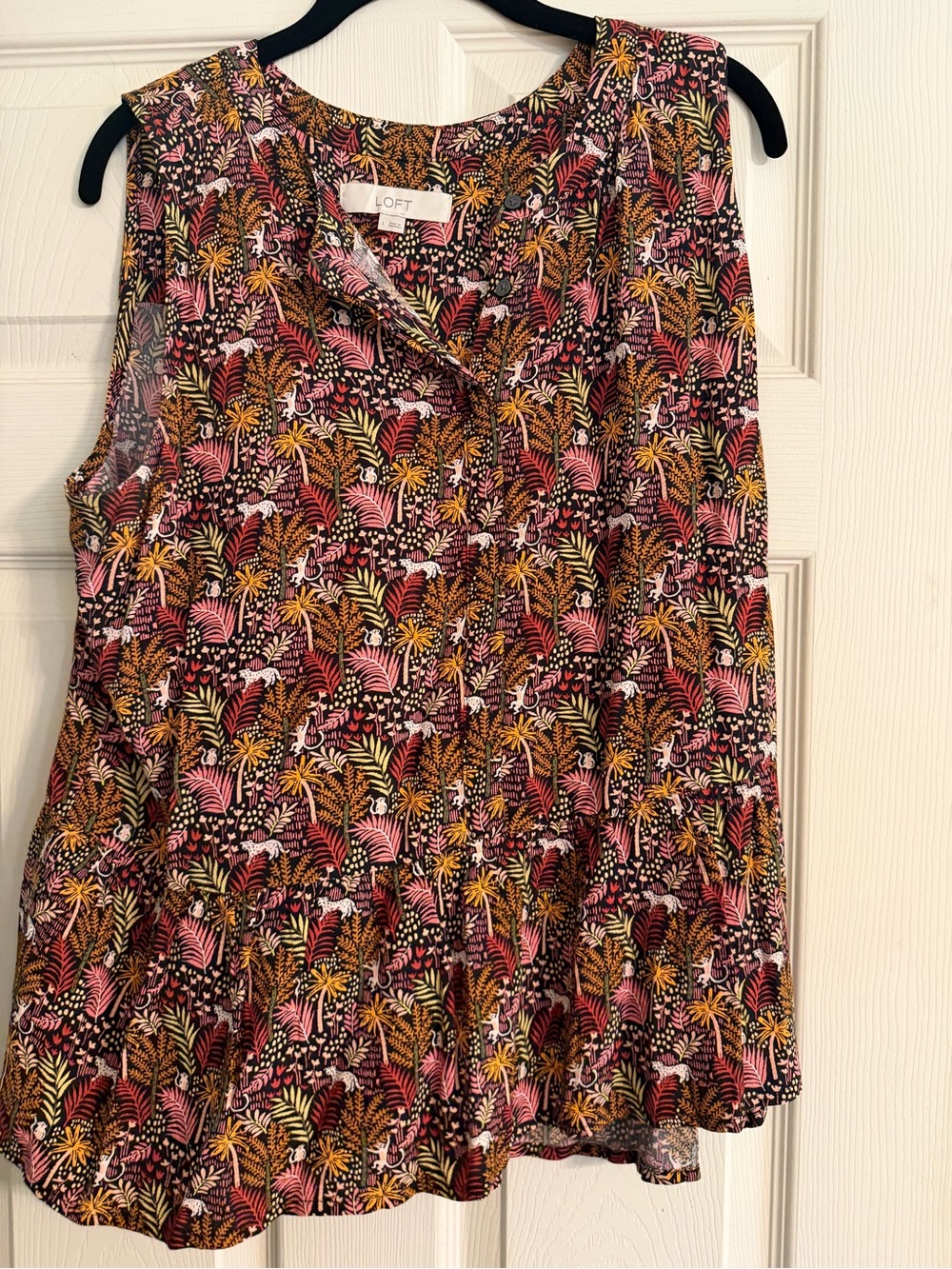 LOFT Pink Floral Print Sleeveless Blouse